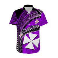 (Custom Personalised) Wallis And Futuna Hawaiian Shirt Plumeria Flowers With Purple Polynesian Pattern LT14 - Polynesian Pride