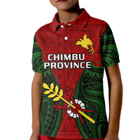 Papua New Guinea Kid Polo Shirt Chimbu Province Mix Coat Of Arms Polynesian Art LT14 Kid Red - Polynesian Pride