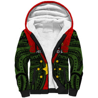 Papua New Guinea Sherpa Hoodie Eastern Highlands Province Mix Coat Of Arms Polynesian Art LT14 Unisex Red - Polynesian Pride