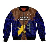 (Custom Personalised) Papua New Guinea Sleeve Zip Bomber Jacket Manus Province Mix Coat Of Arms Polynesian Art LT14 Unisex Brown - Polynesian Pride
