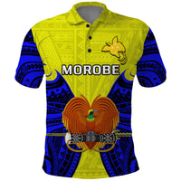 Custom Papua New Guinea Polo Shirt Morobe Province Mix Coat Of Arms Polynesian Art LT14 Yellow - Polynesian Pride