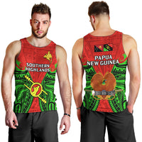 Papua New Guinea Men Tank Top Southern Highlands Province Mix Coat Of Arms Polynesian Art LT14 - Polynesian Pride