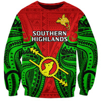 Papua New Guinea Sweatshirt Southern Highlands Province Mix Coat Of Arms Polynesian Art LT14 Unisex Red - Polynesian Pride