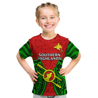 (Custom Personalised) Papua New Guinea Kid T Shirt Southern Highlands Province Mix Coat Of Arms Polynesian Art LT14 - Polynesian Pride