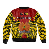 (Custom Personalised) Papua New Guinea Sleeve Zip Bomber Jacket Western Province Mix Coat Of Arms Polynesian Art LT14 - Polynesian Pride