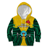 Papua New Guinea Kid Hoodie Hela Province Mix Coat Of Arms Polynesian Art LT14 Hoodie Yellow - Polynesian Pride