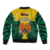 Papua New Guinea Sleeve Zip Bomber Jacket Hela Province Mix Coat Of Arms Polynesian Art LT14 - Polynesian Pride
