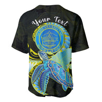 (Custom Personalised) Palau Baseball Jersey Hibiscus Turtle Mix Coat Of Arms Black Version LT14 - Polynesian Pride