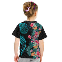 Palau Kid T Shirt Tropical Flowers With Polynesian Pattern LT14 - Polynesian Pride