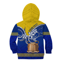 Tokelau Kid Hoodie Tokelauan Tatau Plumeria Special Style LT14 Zip Hoodie Blue - Polynesian Pride