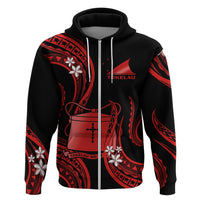 Tokelau Hoodie Tokelauan Tatau With Badge Red LT14 - Polynesian Pride