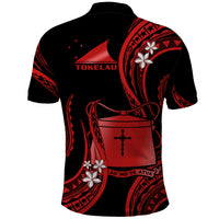 Tokelau Polo Shirt Tokelauan Tatau With Badge Red LT14 - Polynesian Pride