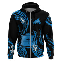 Tokelau Hoodie Tokelauan Tatau With Badge Blue LT14 - Polynesian Pride