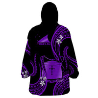 Tokelau Wearable Blanket Hoodie Tokelauan Tatau With Badge Purple LT14 - Polynesian Pride