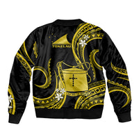 Tokelau Sleeve Zip Bomber Jacket Tokelauan Tatau With Badge Yellow LT14 - Polynesian Pride