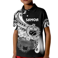 (Custom Personalised) Samoa Kid Polo Shirt Ula Fala Kava Bowl Plumeria Polynesian Black LT14 Kid Black - Polynesian Pride