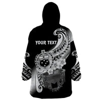 (Custom Personalised) Samoa Wearable Blanket Hoodie Ula Fala Kava Bowl Plumeria Polynesian Black LT14 - Polynesian Pride