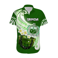 (Custom Personalised) Samoa Hawaiian Shirt Ula Fala Kava Bowl Plumeria Polynesian Green LT14 - Polynesian Pride