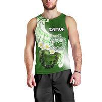 (Custom Personalised) Samoa Men Tank Top Ula Fala Kava Bowl Plumeria Polynesian Green LT14 - Polynesian Pride
