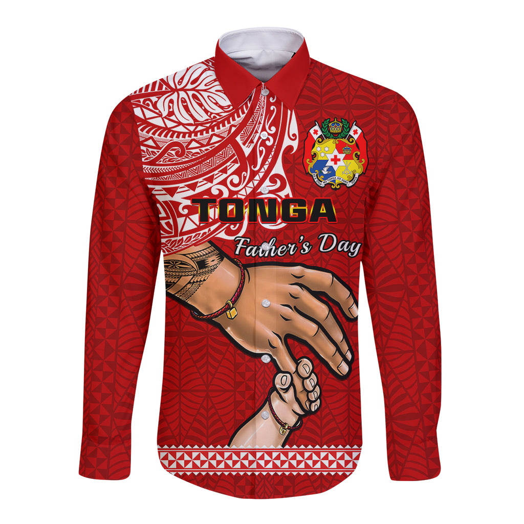 Tonga Fathers Day Long Sleeve Button Shirt Red Tongan Ngatu I Love You Dad LT14 Unisex Red - Polynesian Pride