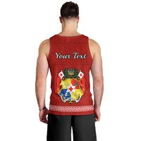 (Custom Personalised) Tonga Fathers Day Men Tank Top Red Tongan Ngatu I Love You Dad LT14 - Polynesian Pride