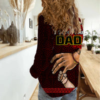 Tonga Fathers Day Women Casual Shirt Black Tongan Ngatu I Love You Dad LT14 - Polynesian Pride