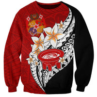Tonga Kava Bowl Sweatshirt Tongan Kupesi Ngatu Pattern Black LT14 Unisex Red - Polynesian Pride