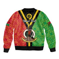 (Custom Personalised) Vanuatu Sleeve Zip Bomber Jacket Kava Bowl Mix Sand Drawing Flag Style LT14 - Polynesian Pride
