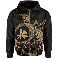 Kanaka Map Zipper Hoodie (Gold) Turtle Style - Polynesian Pride