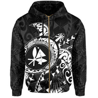 Kanaka Map Zipper Hoodie (White) Turtle Style - Polynesian Pride