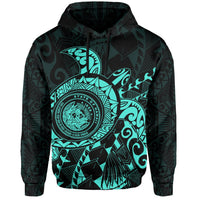 Hawaii Coat of Arms Hoodie (Turquoise) Turtle Style - Polynesian Pride