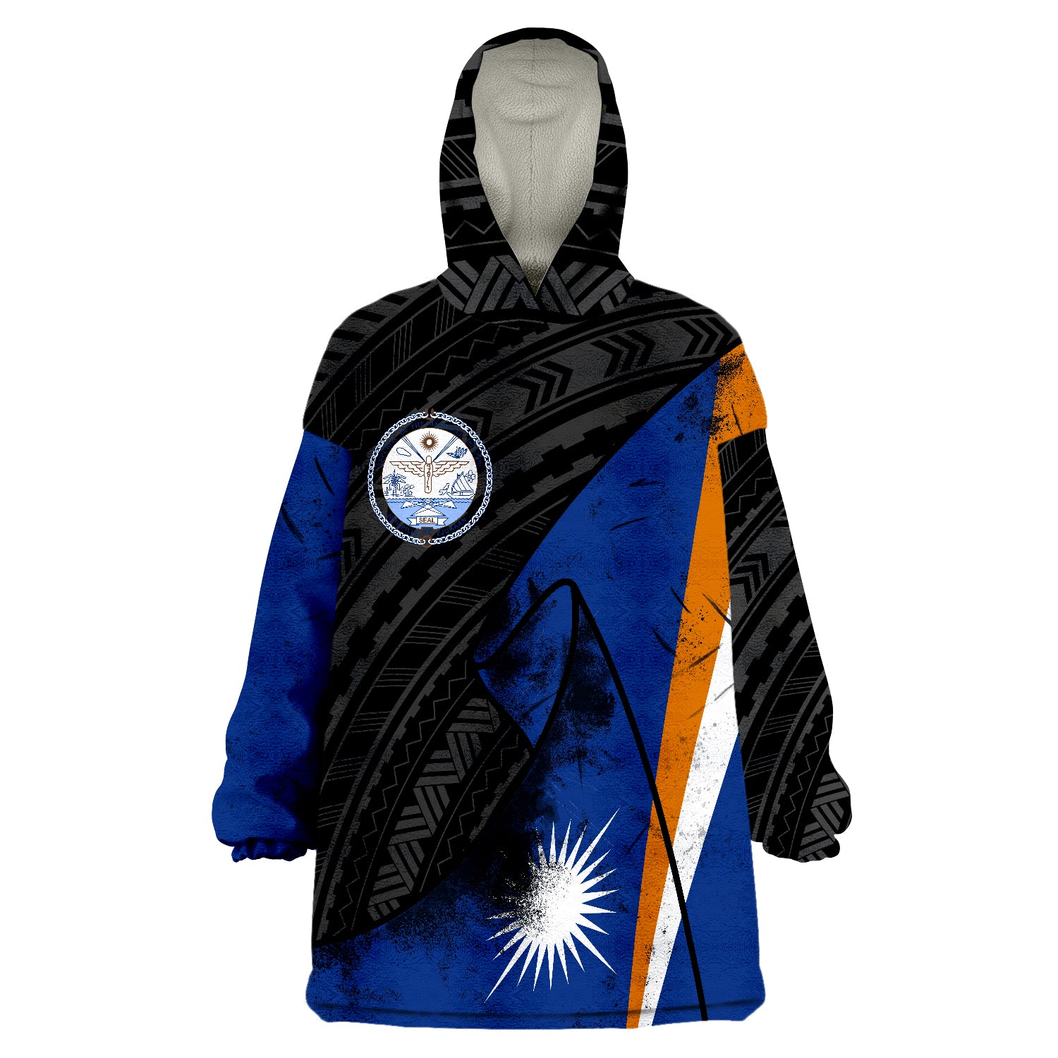 Marshall Islands Marshall Islands Flag Seal Grunge Special Wearable Blanket Hoodie LT9 Unisex One Size - Polynesian Pride