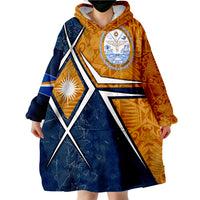 Marshall Islands - Marshall Islands Flag with Polynesian Patterns Blue Wearable Blanket Hoodie LT9 - Polynesian Pride