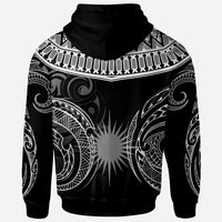 Marshall Islands Custom Zip Hoodie Serrated Pattern White Color Unisex Black - Polynesian Pride
