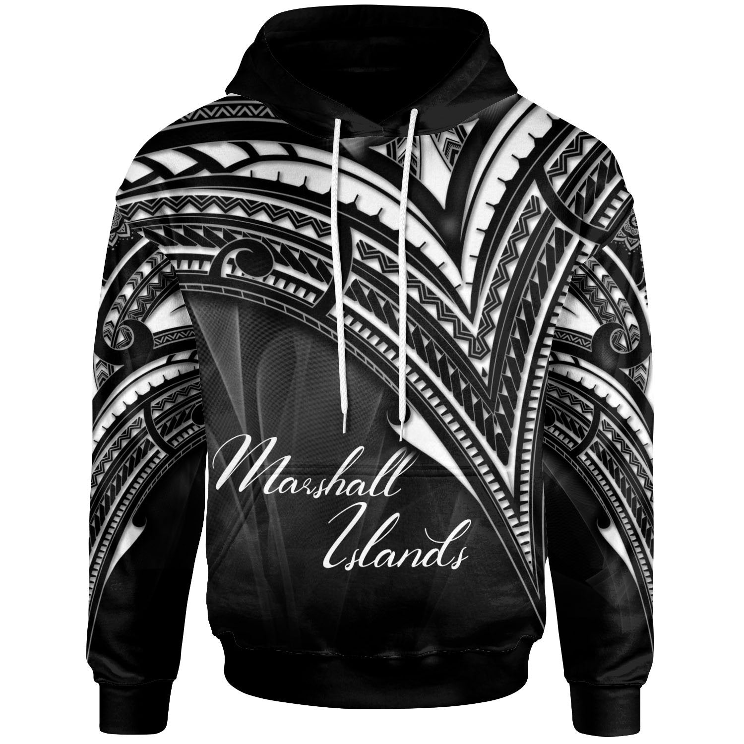 Marshall Islands Hoodie Cross Style Unisex Black - Polynesian Pride