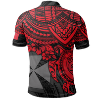 Wallis and Futuna Polo Shirt Wallis and Futuna Coat Of Arms Red Turtle - Polynesian Pride