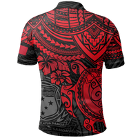 Samoa Polo Shirt Samoan FLag Coat Of Arms Red Turtle Hibiscus - Polynesian Pride