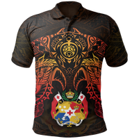 Tonga Polo Shirt Tongan Coat Of Arms Red Manta Ray Unisex RED - Polynesian Pride