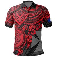 Wallis and Futuna Polo Shirt Wallis and Futuna Coat Of Arms Red Turtle Unisex RED - Polynesian Pride