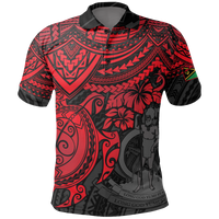 Vanuatu Polo Shirt Vanuatuan Flag Coat Of Arms Red Turtle Hibiscus Unisex RED - Polynesian Pride