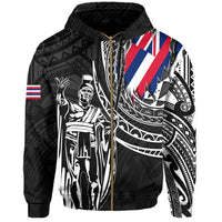 Hawaii King Flag Polynesian Hoodie (Zip up) Tity Style - Polynesian Pride