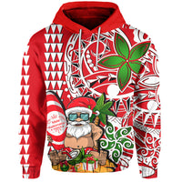 Hawaii Mele Kalikimaka Santa Claus Beach Hoodie LT6 Pullover Hoodie Red - Polynesian Pride