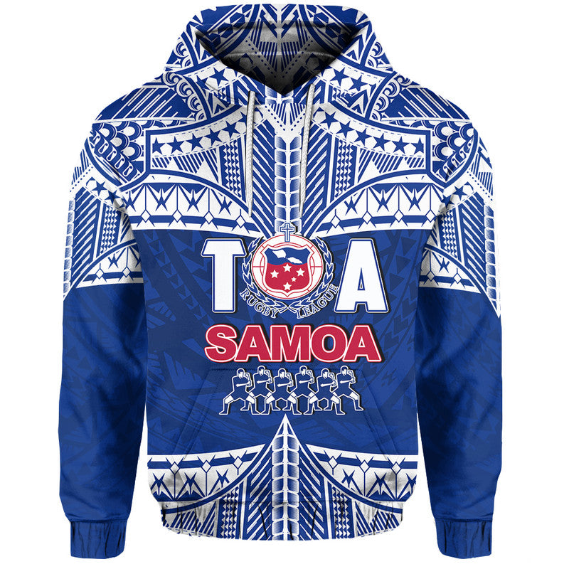 Toa Samoa Rugby Hoodie Siva Tau LT6 Pullover Hoodie Blue - Polynesian Pride