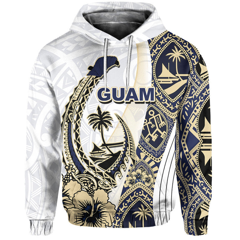Custom Guam Fish Hook Hoodie White Style LT6 white - Polynesian Pride