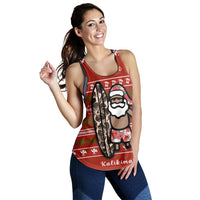 Hawaii Christmas Santa Claus Surf Racerback Tank - Fun Style - AH - Polynesian Pride