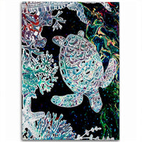 Hawaii Turtle Corals Shell Background Area Rug - AH Black - Polynesian Pride