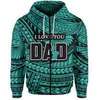 Custom Happy Fathers Day Hoodie Polynesian Patterns Green Style LT6 Zip Hoodie Green - Polynesian Pride