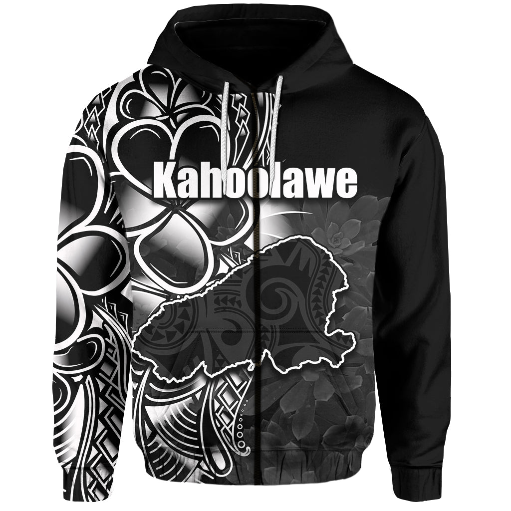 Custom Hawaiian Islands Zip Hoodie Kahoolawe LT6 Unisex Black - Polynesian Pride