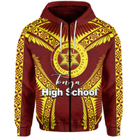 Custom Tonga High School Zip Hoodie Yellow Style LT6 Brown - Polynesian Pride