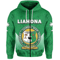 Tonga Liahona High School Zip Hoodie Polynesian Unisex Green - Polynesian Pride